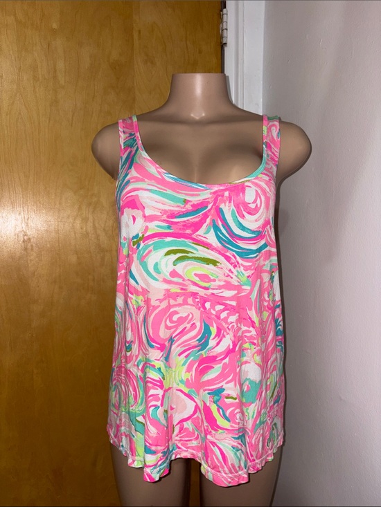 Lilly Pulitzer Tops - Lilly Pulitzer Pink Aqua Green White Swirl Tank